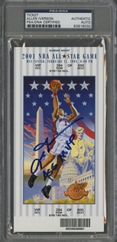 2001 Allen Iverson Autographed and Inscribed NBA All-Star Game Ticket (PSA/DNA)
